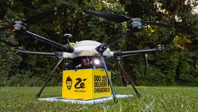 O drone de modelo DLV-2 tem capacidade para transportar até 25kg de produtos