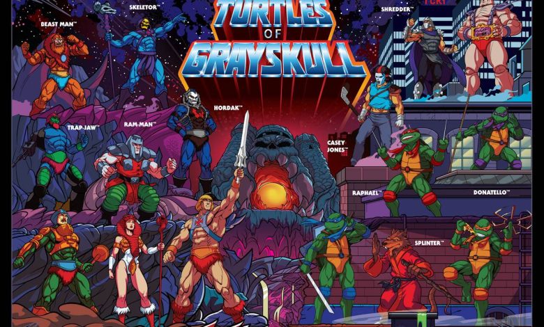 Mattel e Paramount anunciam colecao inedita de He Man e os Mestres do Universo e As Tartarugas Ninja