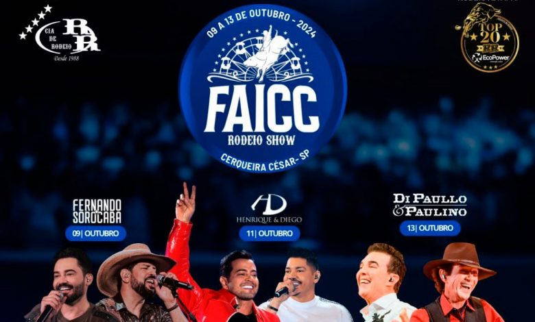 A XXIV FAICC Rodeio Show terá cinco dias de festa com grandes shows e os portões abertos para o público para o setor pista