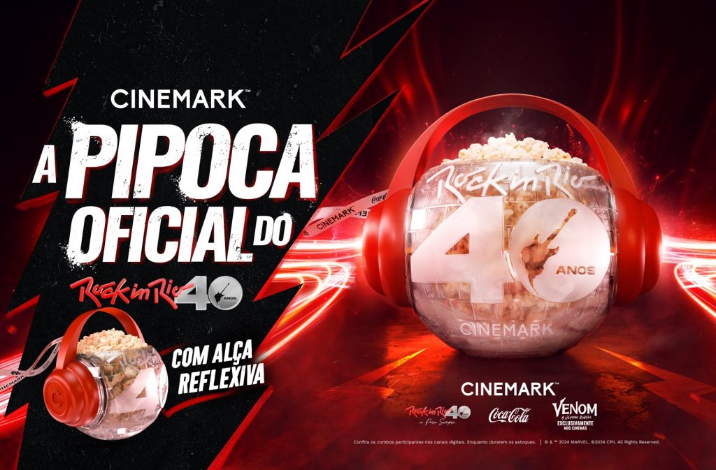 Cinemark revela balde de pipoca colecionavel para Rock in Rio 2024