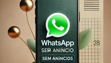 magem de um smartphone exibindo o ícone do WhatsApp GB e a mensagem 'Sem anúncios', simbolizando um aplicativo sem propagandas.