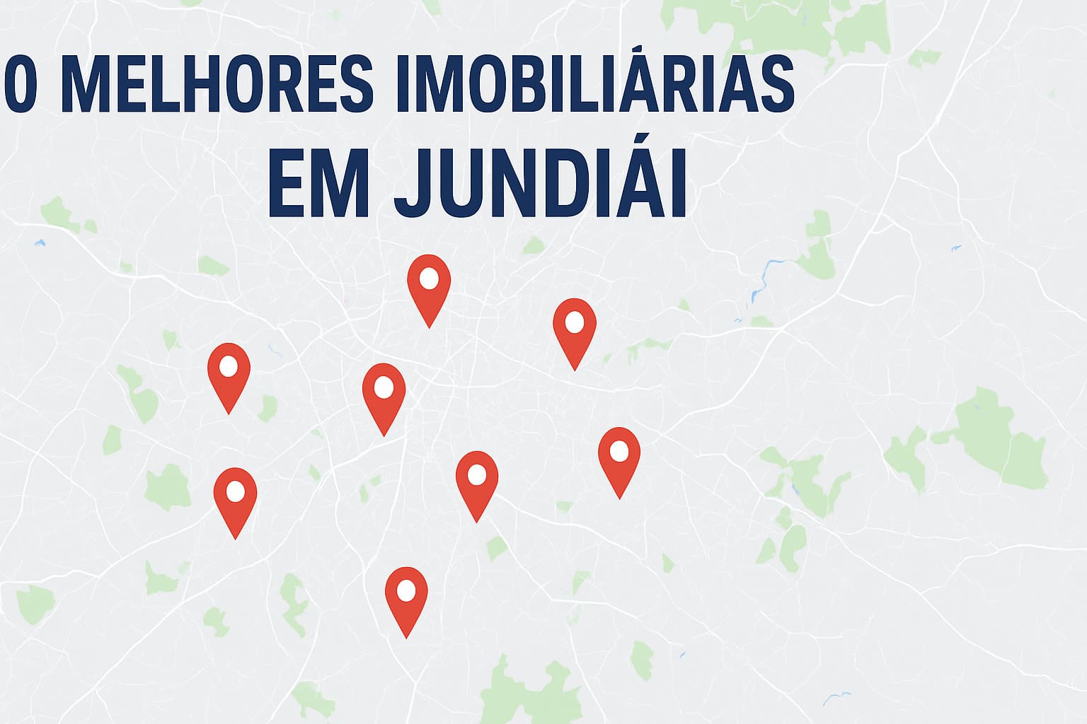 Mapa estilizado de Jundiaí mostrando as 10 melhores imobiliárias em Jundiaí.